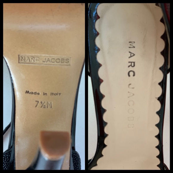 Marc Jacobs Black Peep Toe Italian Heels Size 7.5 - Picture 8 of 8